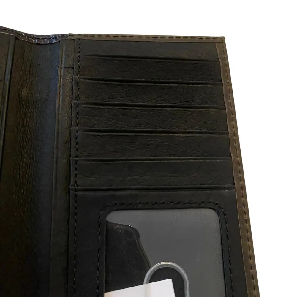 NWT Men’s Justin Russet Inlay Rodeo Genuine Leather Brown Western RFID Wallet